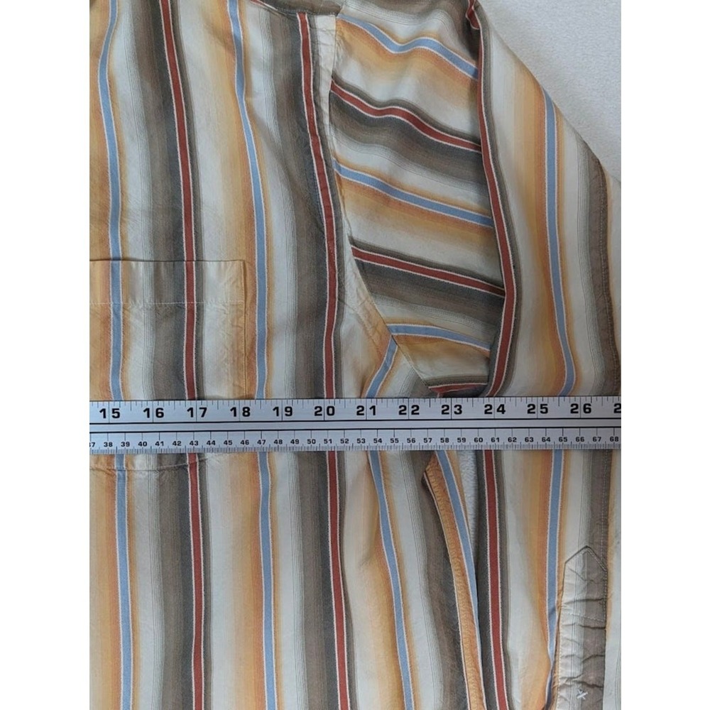 Tommy Bahama Men's Casual Shirt Size XL Striped Rust Tan‎ Blue 100% Silk Bold - Picture 4 of 6